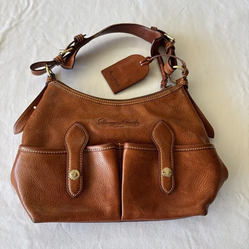Dooney & Bourke Florentine Leather Small Lucy Hobo Tan Shoulder Bag - Picture 1 of 16
